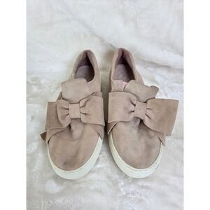 J Slides Women Slip On Sneakers Blush Pink Suede Bow Detail Size 10